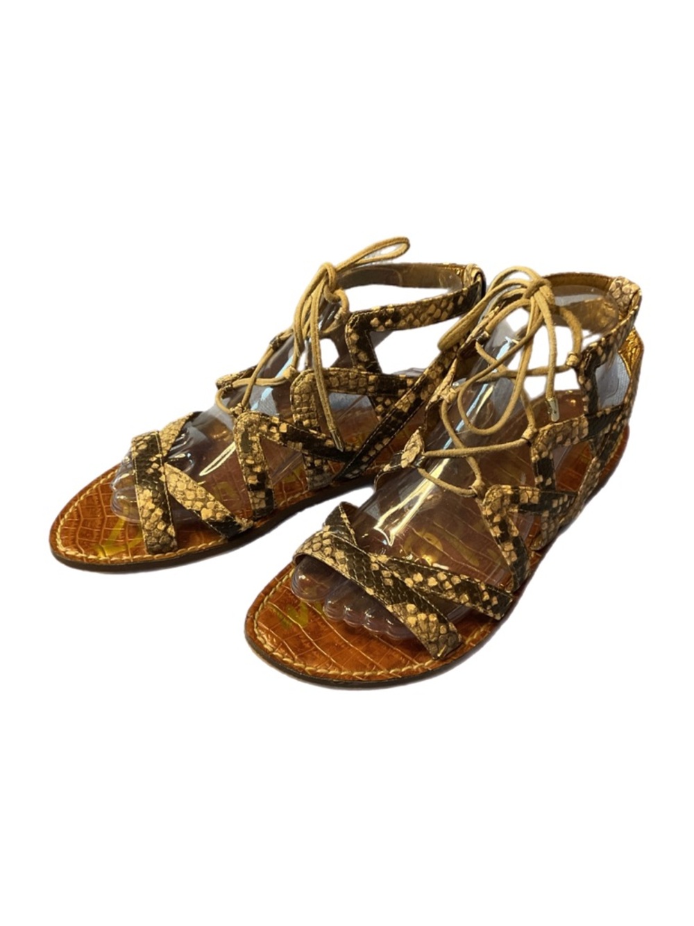Sam Edelman "Gemma" sz 8M Lace-up Snake Print Gladiator Sandals Summer - Picture 11 of 14